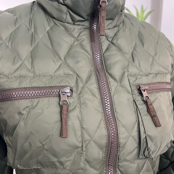 Goode Rider Olive Green Quilted Goose Down Jacket Size S - Picture 8 of 10
